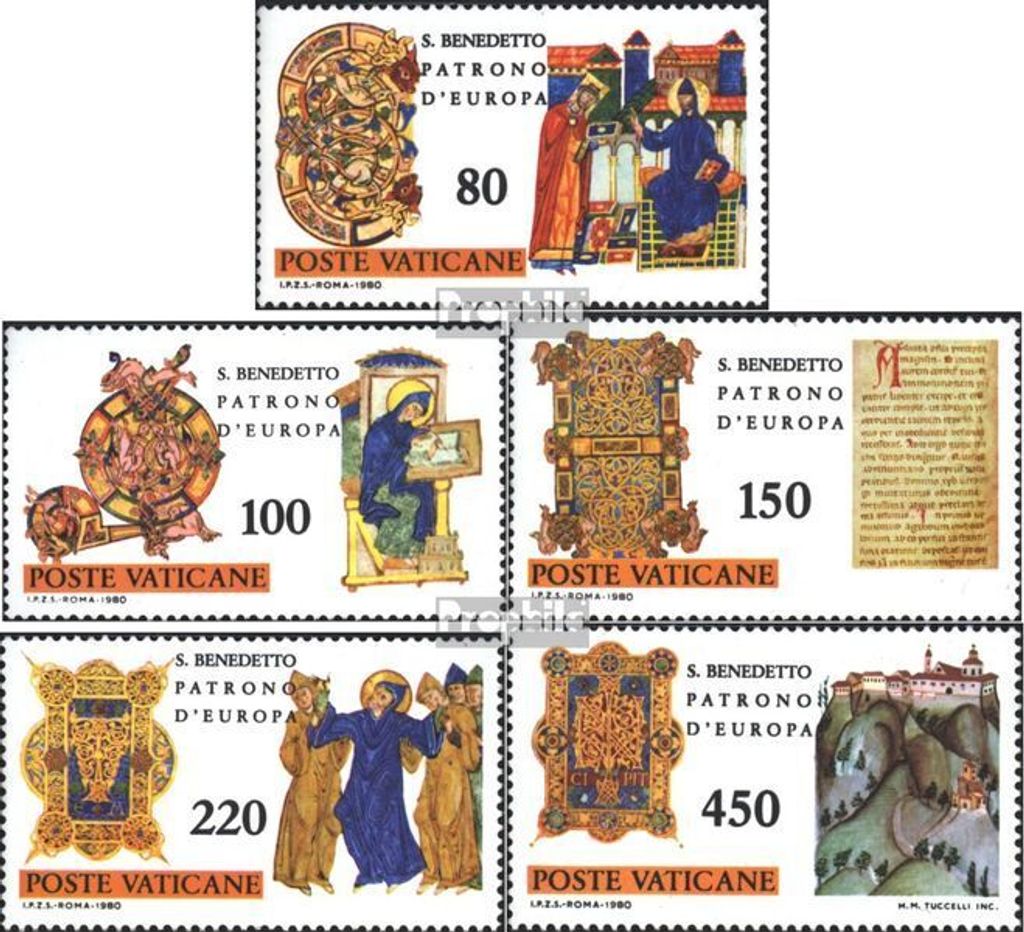 Briefmarken Vatikanstadt 1980 Mi 759-763 (kompl.Ausgabe) gestempelt Hl. Benedikt