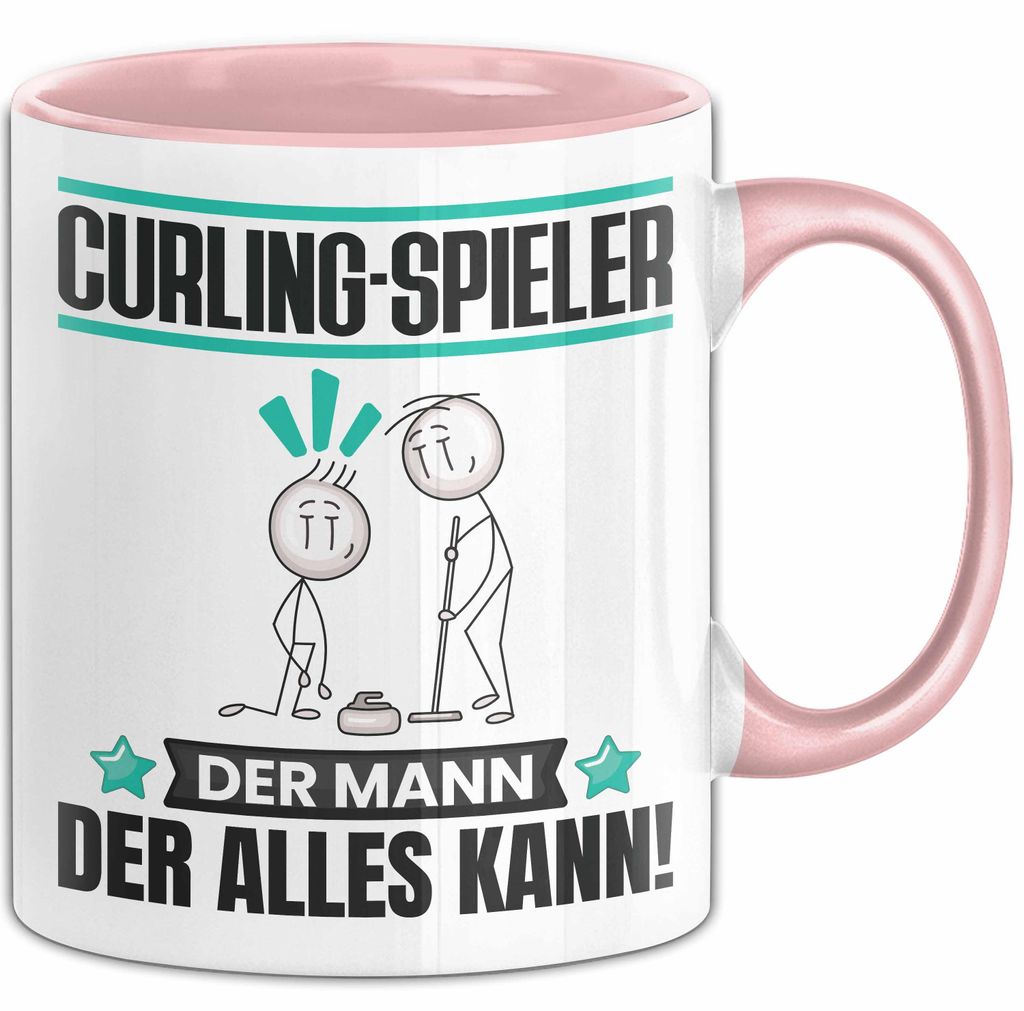 Curling-Spieler Tasse Geschenk für Curling-Spieler Der Mann Der Alles Kann Geschenkidee zum Geburtstag (Rosa)