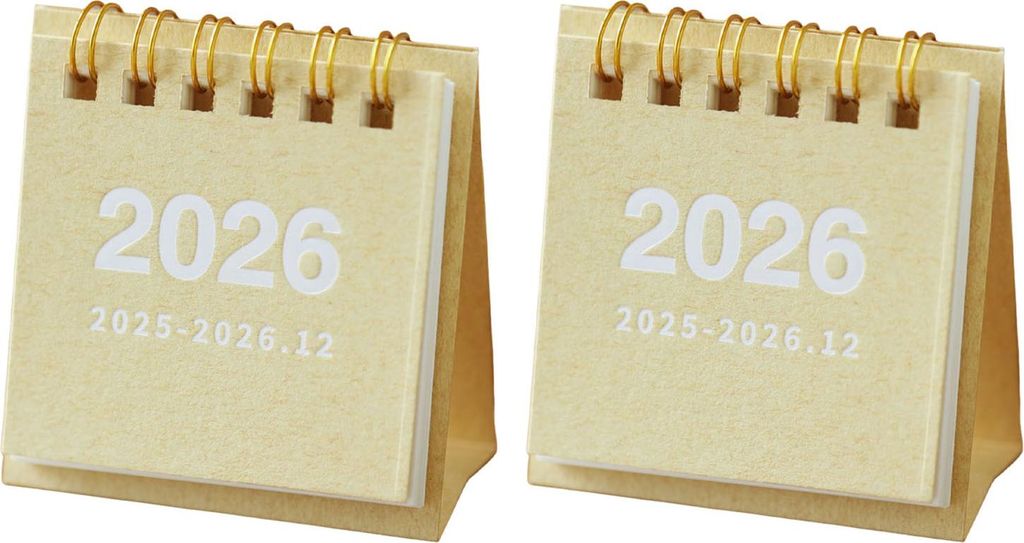 2 Stück Mini-Tischkalender Okt. 2025–Dez. 2026, 14-Monatsplaner, kleiner Stand-Flip-Kalender für den Schreibtisch mit Doppeldrahtbindung für d...