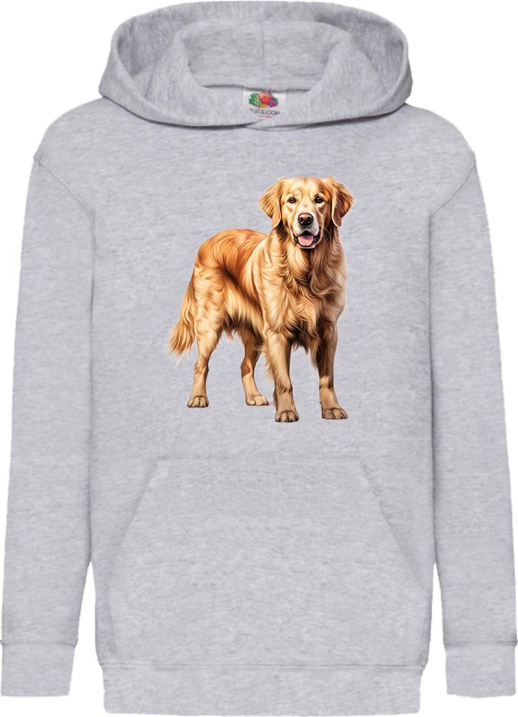 Kinder Kapuzenpullover Dogs Breeds Golden Retriever Dog Breed 007, 5-6 Jahr - 116 / Grau