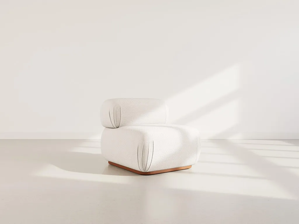 Module assise velours texturé beige Penelope - Confort ferme et doux
