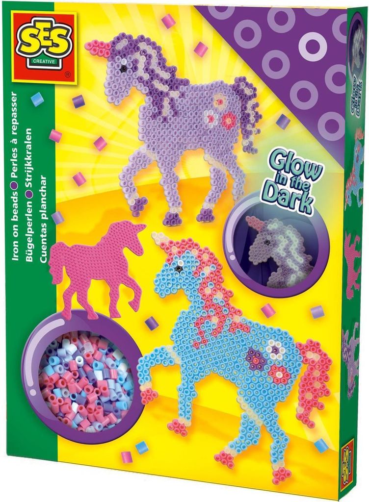SES Bügelperlen Einhorn nachtleuchtend Set Produktbild 