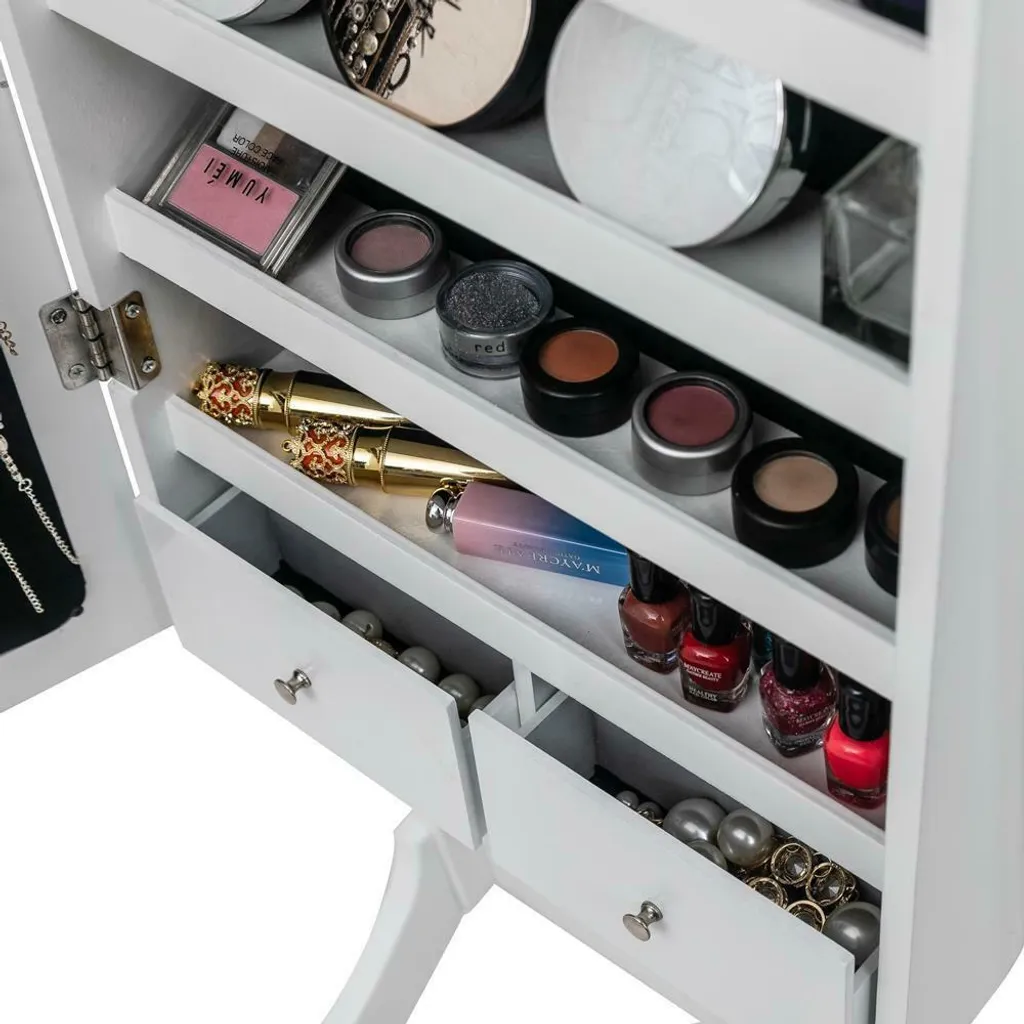 Specchiera Portagioie da Terra con Luci LED e Serratura di Sicurezza - 7