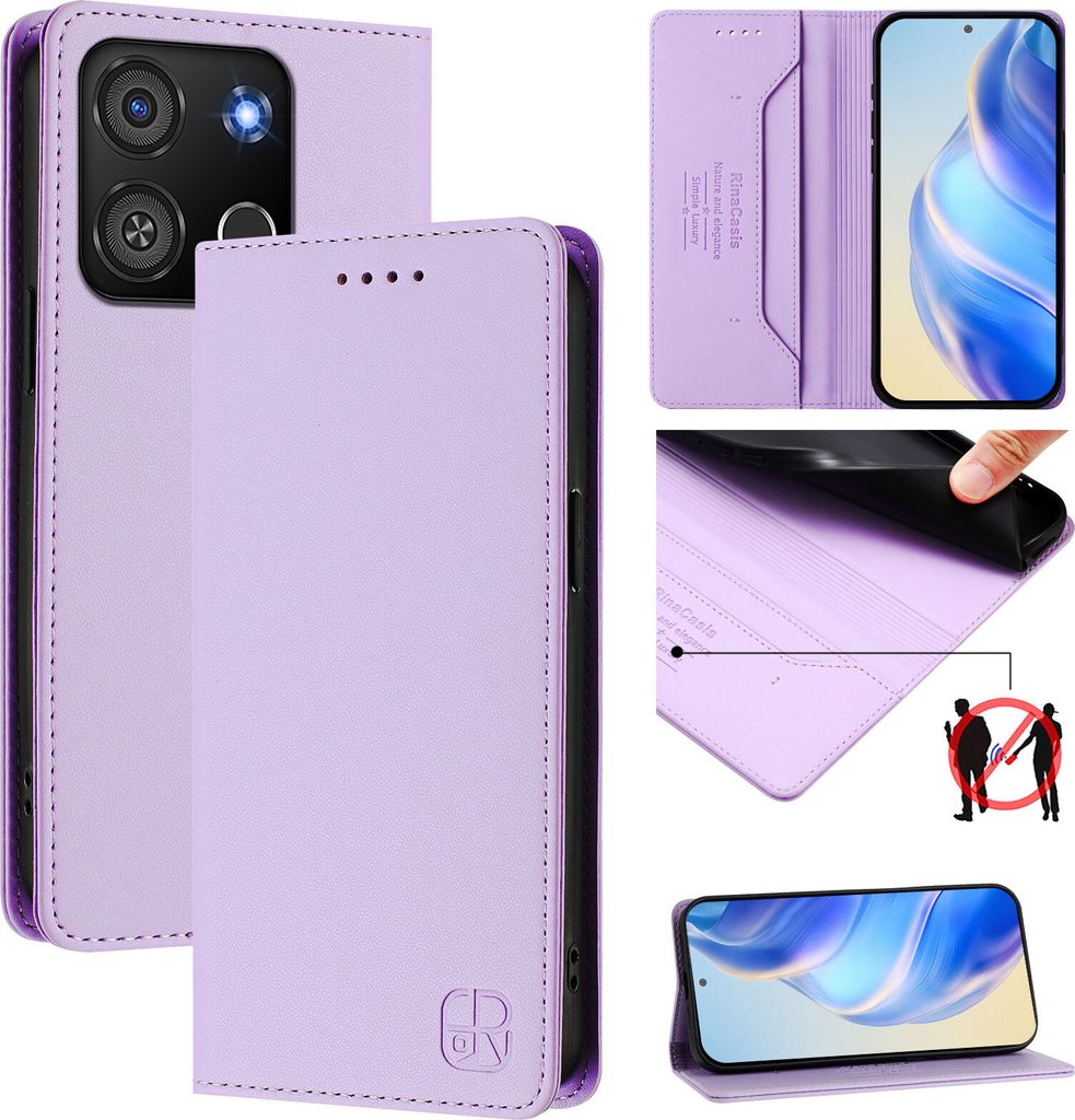 Lederhülle für itel A05S Hülle Flip Brieftasche Kartenfächern Ständer Schutzhülle Violett
