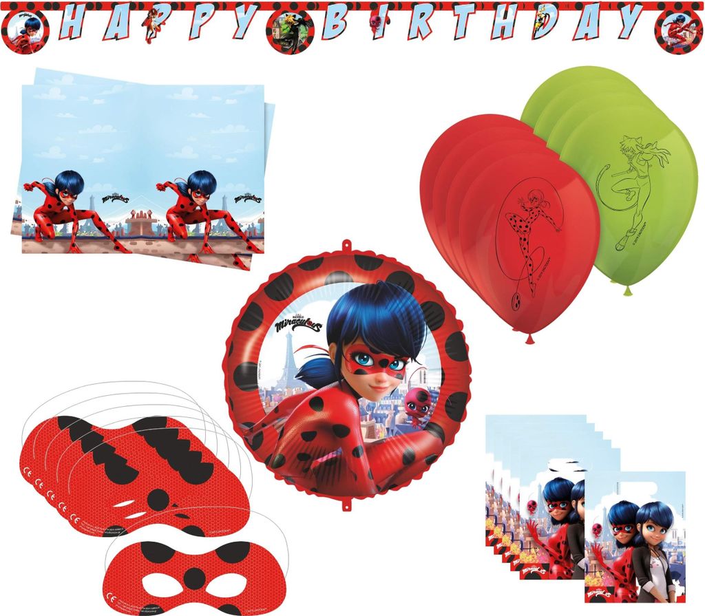 23-tlg. Miraculous Ladybug Party Set für Kindergeburtstag