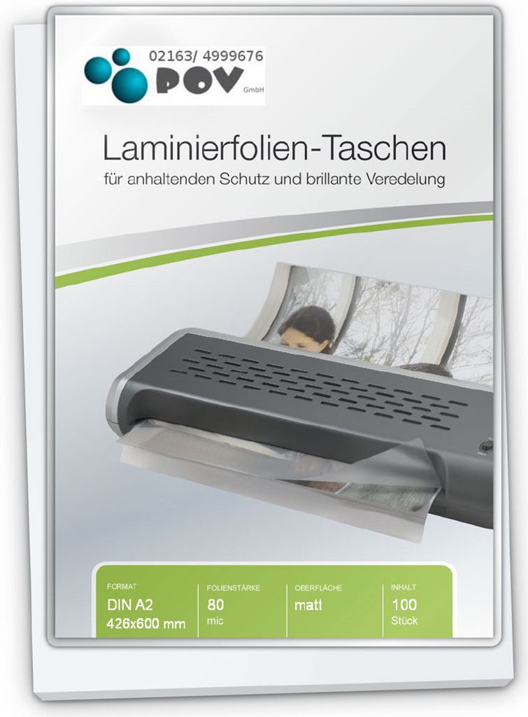 Laminierfolien A2 (426 x 600 mm), 2 x 80 mic, matt