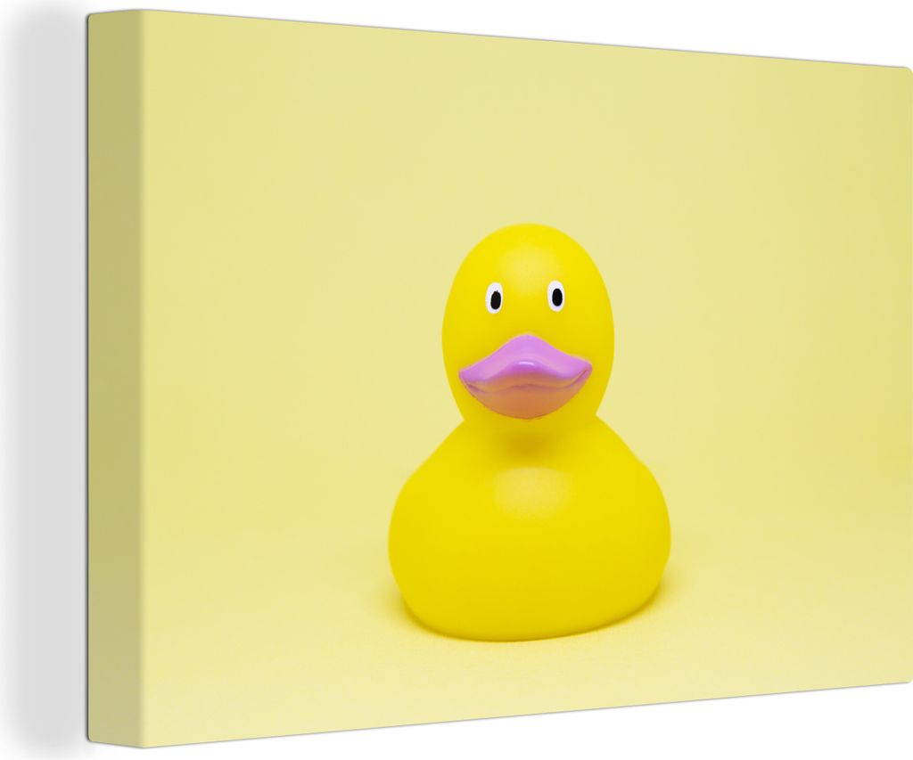 OneMillionCanvasses - Leinwandbilder - 150x100 cm, Gummi-Ente - Gelb - Rosa, Wandbilder Kunstdruck Wanddekoration