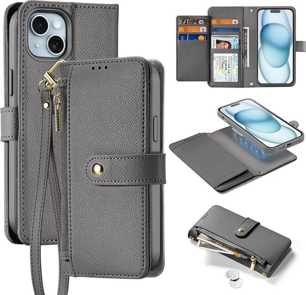 Dux Ducis Lawa Lederhülle für iPhone 15 - Grau