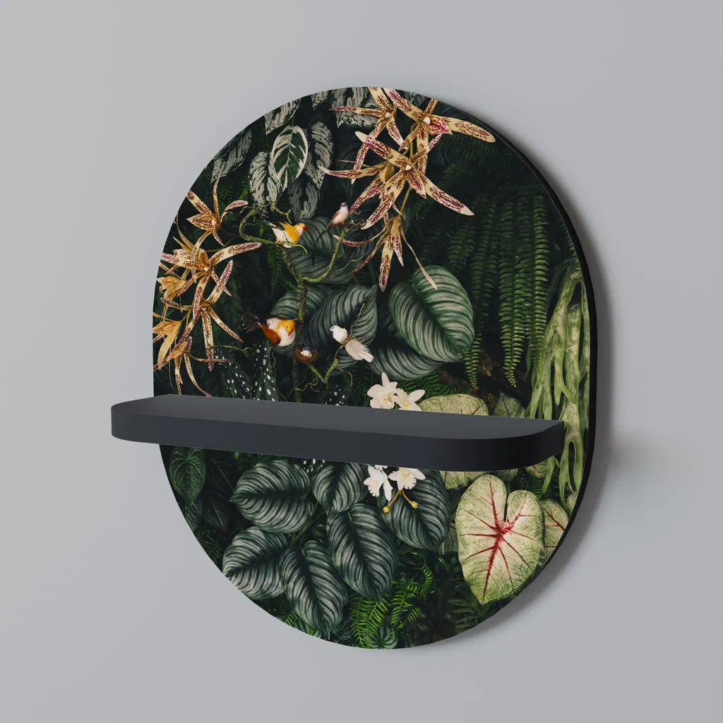 Étagère Ovale Noire SILENT WILDERNESS en Acier Noir Mat 60x40 cm