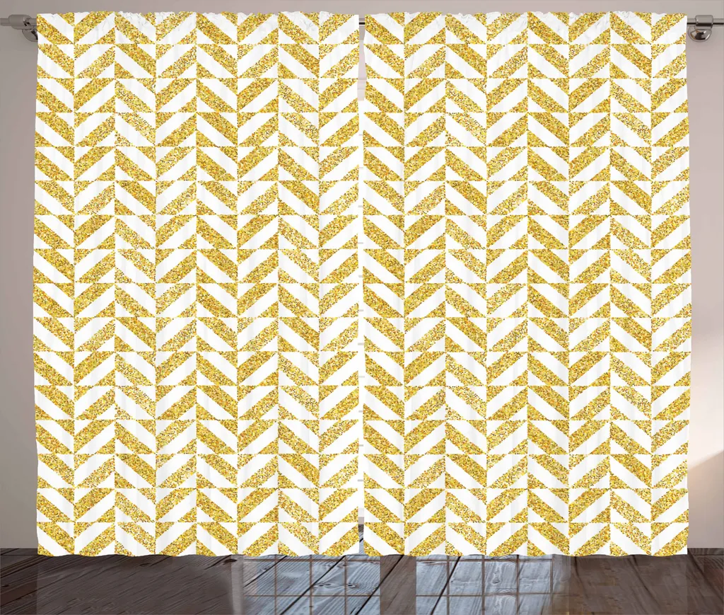 Tenda Design Geometrico Zigzag ABAKUHAUS Giallo Bianco 280x175