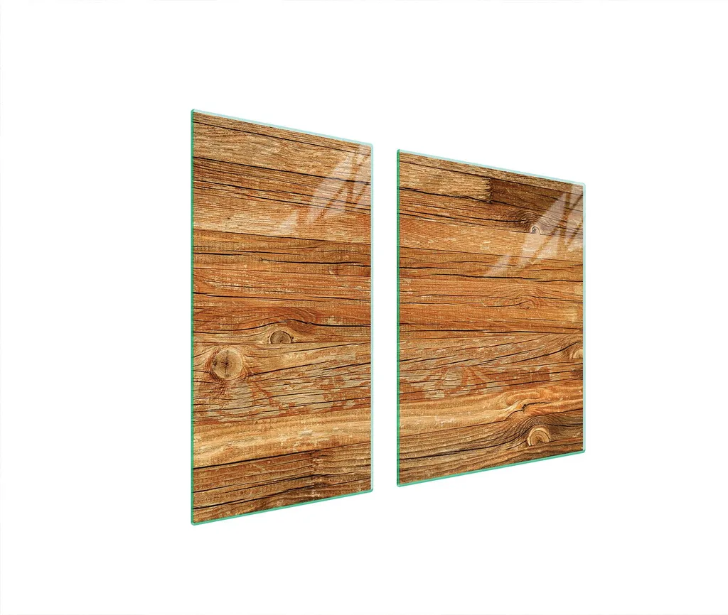 Copri Piano Cottura Vetro Ceramica 90x52 Effetto Legno Set 2 Piastre