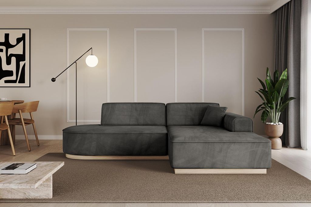 ALTDECOR Ecksofa in L-Form IREA-L1 232x165x80 cm Dunkelgrau Corner Sofa Eckcouch Couch Wohnlandschaft Cauchsofa