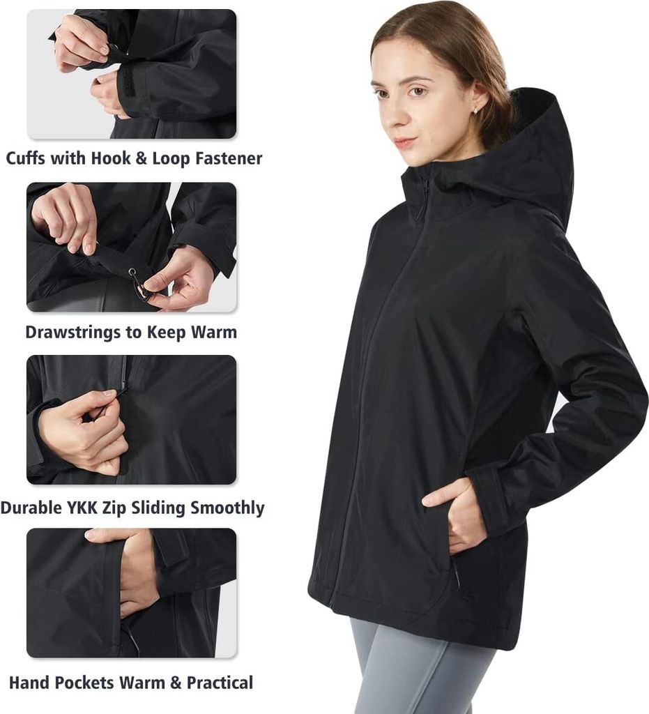COSTWAY Wasserdichte Kapuzenjacke für Frauen, leichter, Produktbild 3