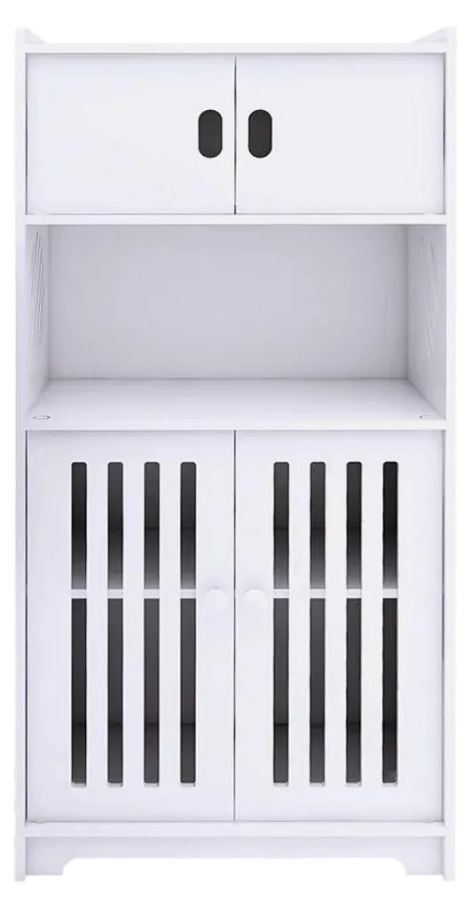 Armoire de salle de bains indépendante à 4 portes et niche de stockage