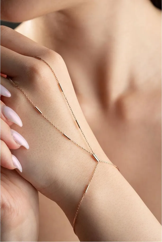 Bracelet Şahmeran Or Rose et Argent - Design Cylindrique Délicat