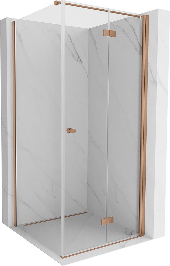 Mexen Mist-F T klappbare Duschkabine rechts 85 x 85 cm, transparent, gebürstetes Kupfer - 8A6T-085-085-65-00-P