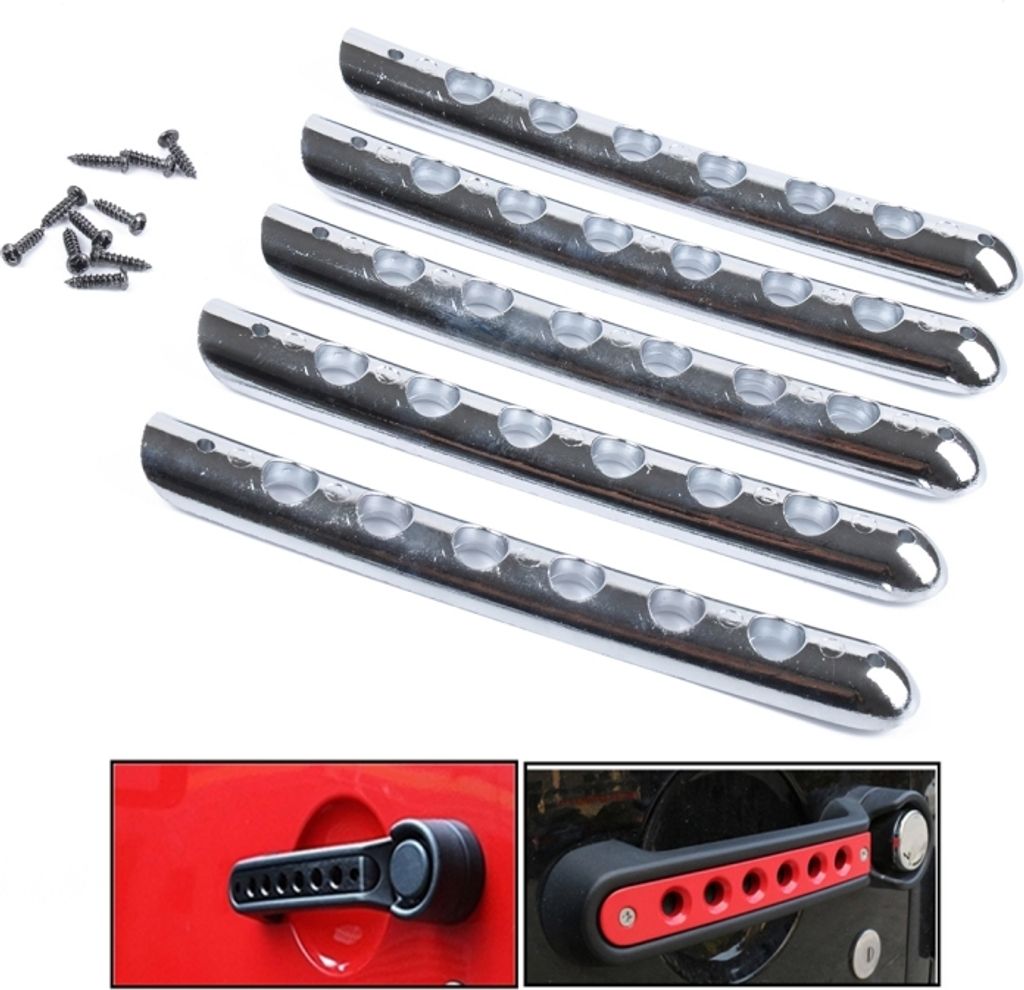 5 PCS Autogriff Tür Aluminiumgriff Griffabdeckung für Jeep Wrangler JK 4-Door 2007 -2017(Silber)