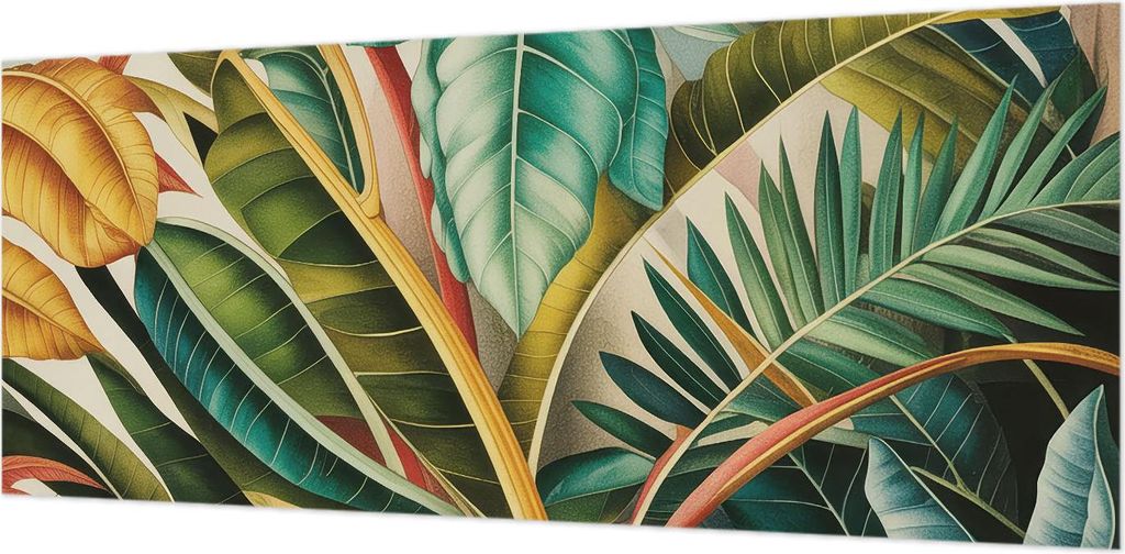 Wandtapete - Dekorative Tapete für Wohnzimmer- Tapetenfolie für Wanddekoration - 208x146 cm - Exotische Blätter