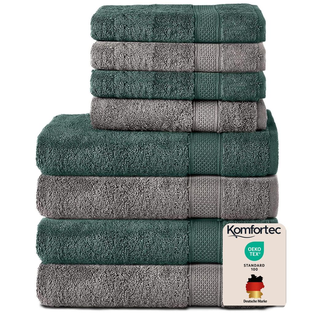 Komfortec 8er Handtuch Set aus 100% Baumwolle, 4 Badetücher Produktbild 