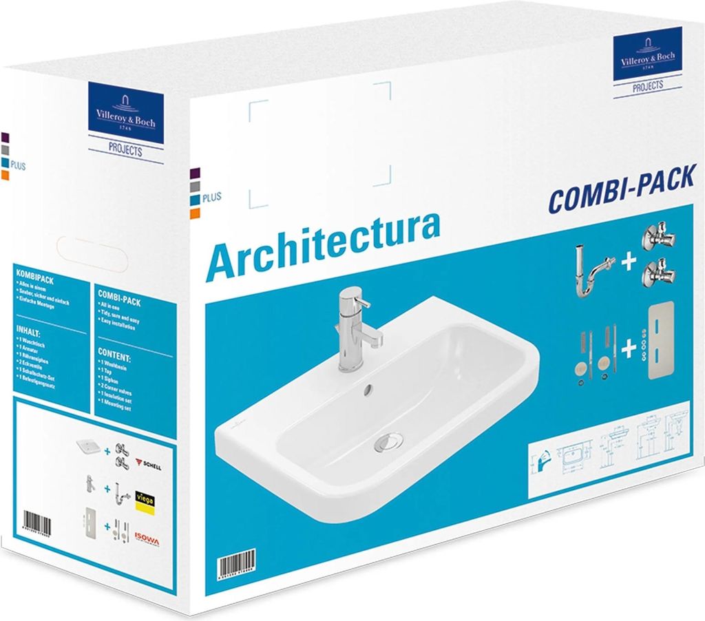 Villeroy & Boch Combi-Pack ARCHITECTURA inkl. Waschtisch weiß
