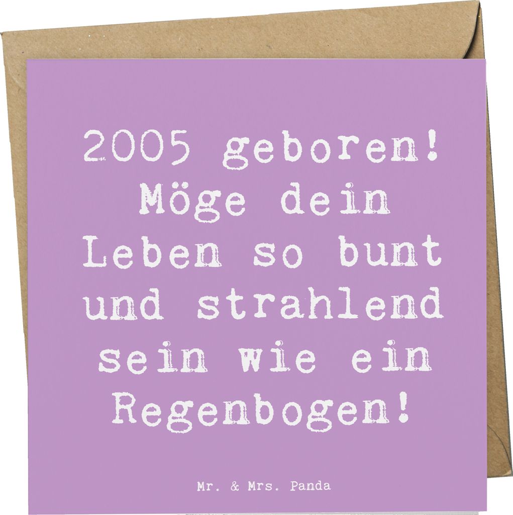 Mr. & Mrs. Panda Grußkarte Spruch 2005 Geburtstag Regenbogen - Lavendeltraum - Geschenk, anlasskarte, Geburtsjahr, fröhliche Botschaft, Feier, Ge...