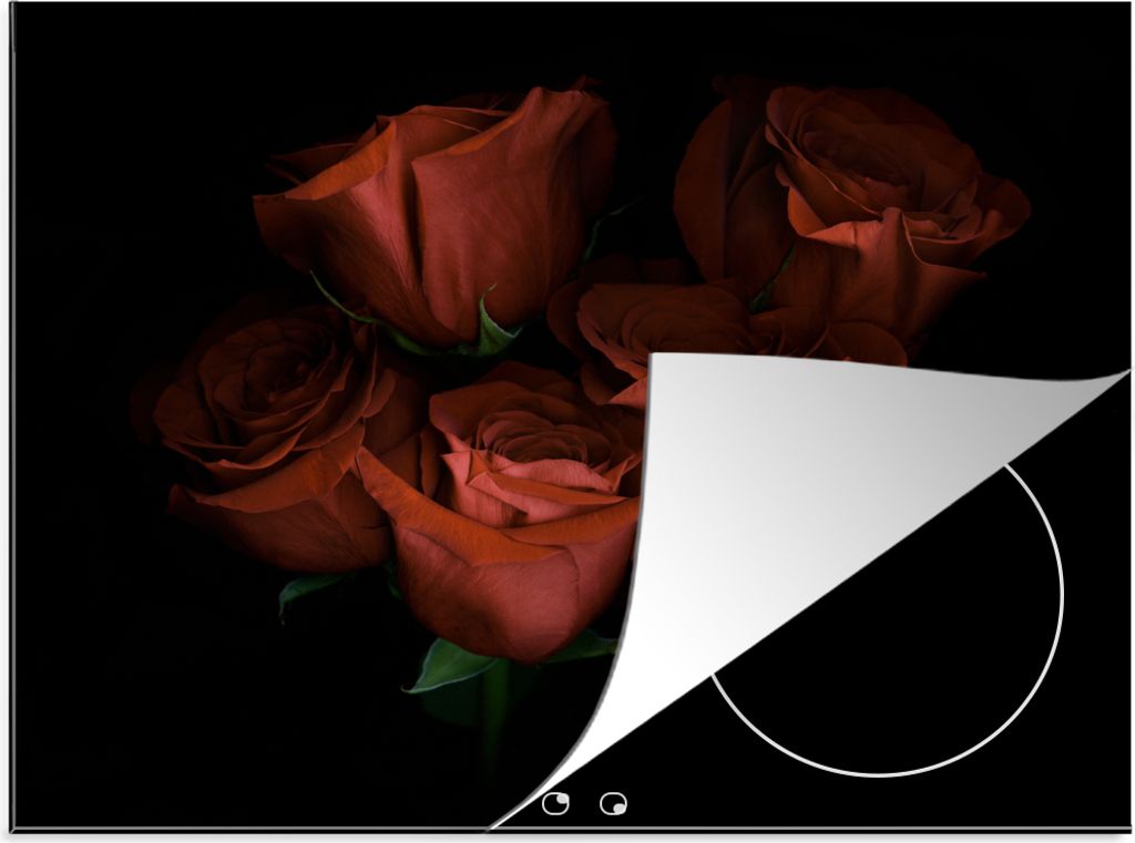 KitchenYeah Herdabdeckplatte Rosen - Blumen - Blumenstrauß , 71x52cm, Küche Deko, Glaskeramikkochfeld Herdabdeckung, Abdeckplatte fùr Kochfeld