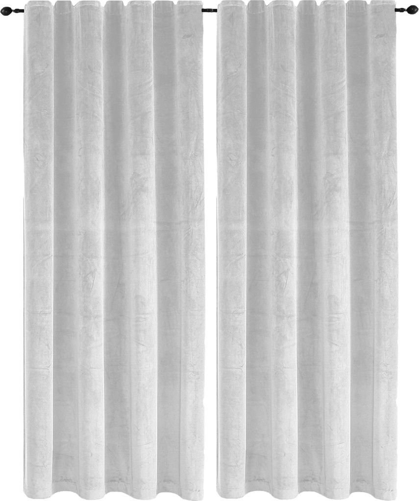 Vorhang 2er Set Weiß Kräuselband Verdunkelung 140x245 cm Samt blickdicht Gardine