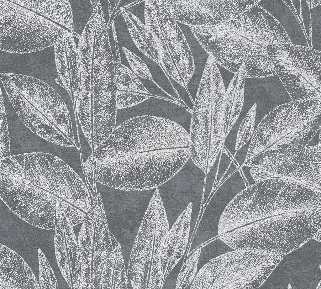 A.S. Création Blumentapete Attractive florale Tapete Vliestapete schwarz silber grau 10,05 m x 0,53 m