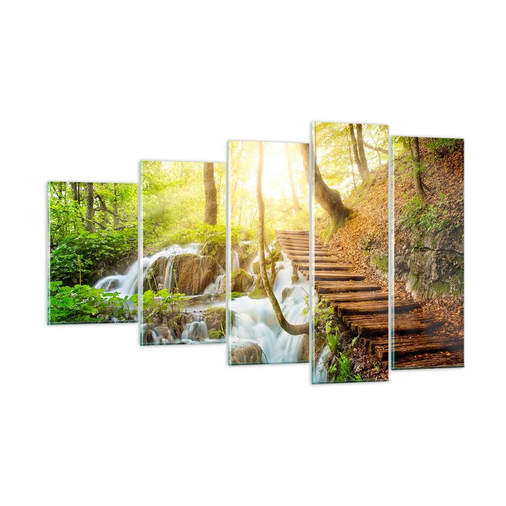 Bilder auf glas - Park Wasserfall Wasser - 100x60cm - Glasbilder - Wandbilder - Kunstdruck - zum Aufhängen bereit - Wanddekoration aus Glas - Glas...