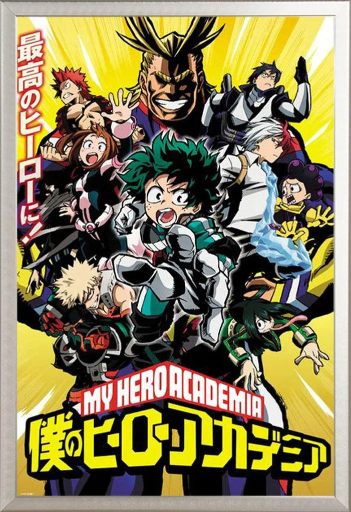 Déco Chambre Manga My Hero Academia avec Cadre Argenté Maxi Shinsuke