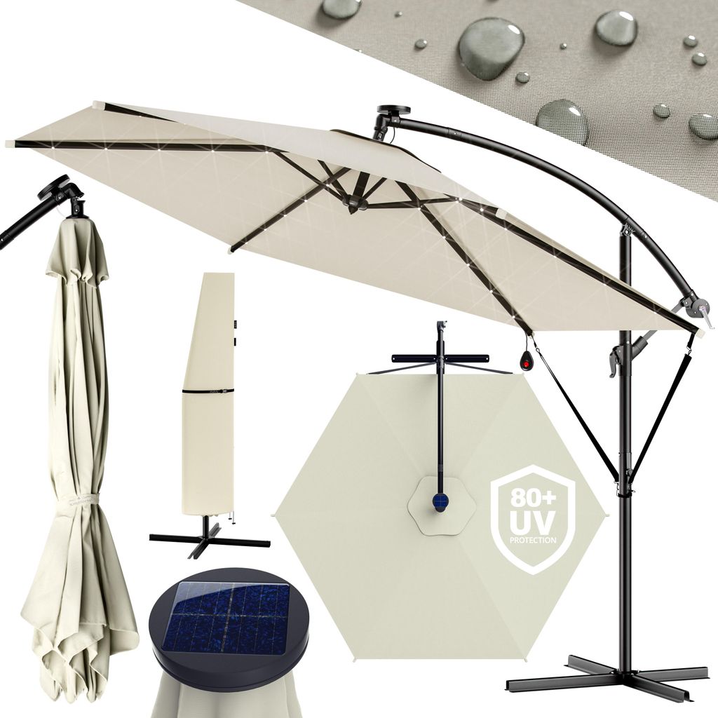 KINGSLEEVE® Parasol déporté inclinable crème Ø 300cm Image du produit 