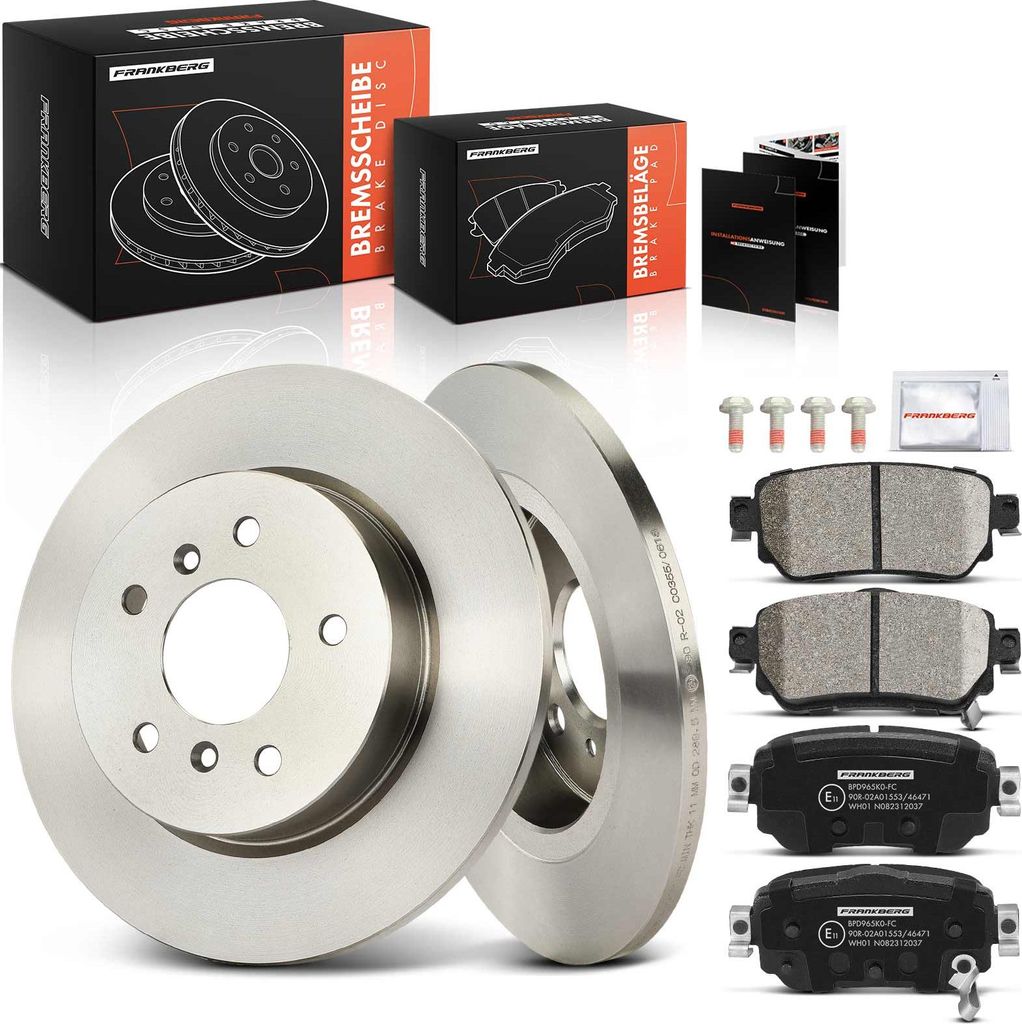Frankberg 2x Bremsscheiben 4x Bremsbeläge Hinterachse für Nissan Qashqai II SUV J11 J11 Renault Kadjar HA HL