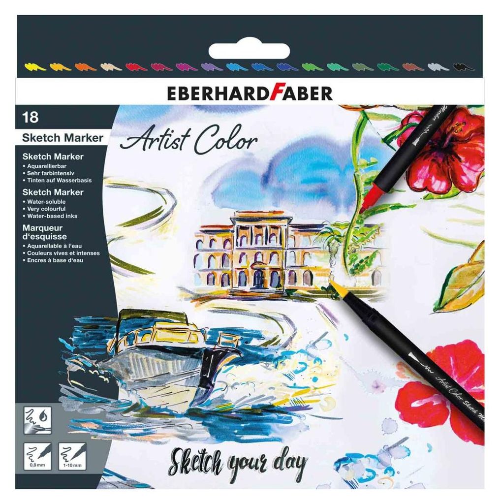 EBERHARD FABER Doppelfasermaler Artist Color Dual Brush Pen 18er Kartonetui
