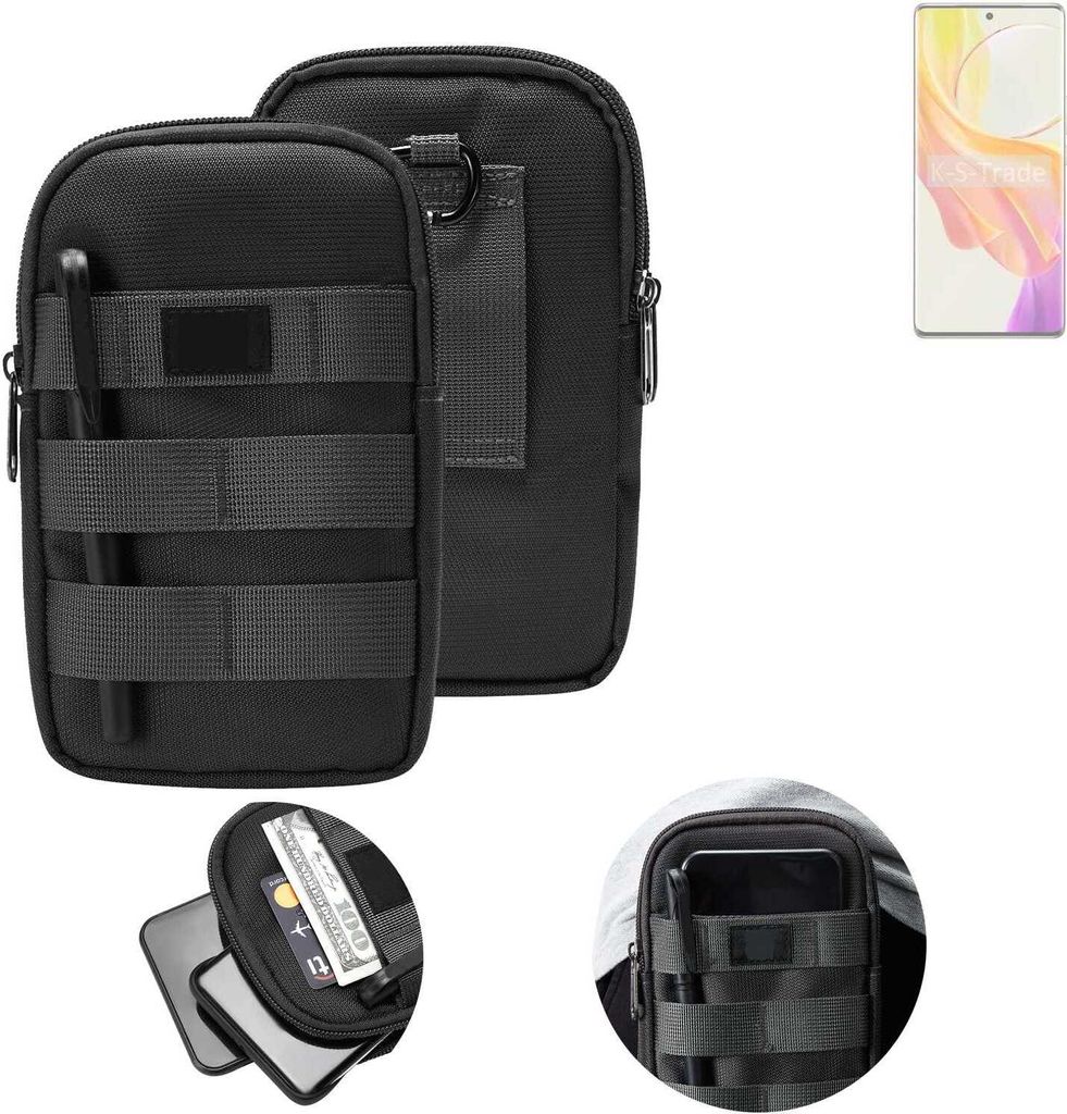 K-S-Trade Holster Gürtel Tasche kompatibel mit Vivo V29 Lite 5G Handy Tasche Schutz Hülle dunkel-grau viele Fächer, 1x