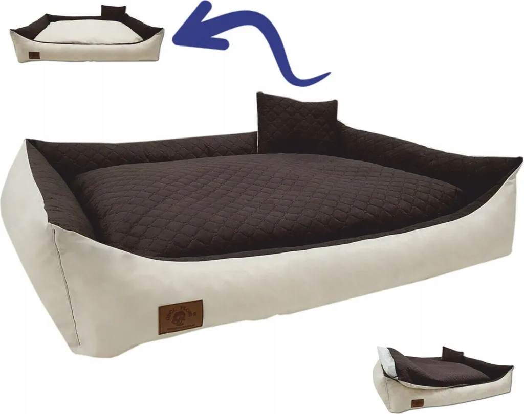 Panier Chien XXL Déhoussable avec Coussin Réversible 120x85cm Durable