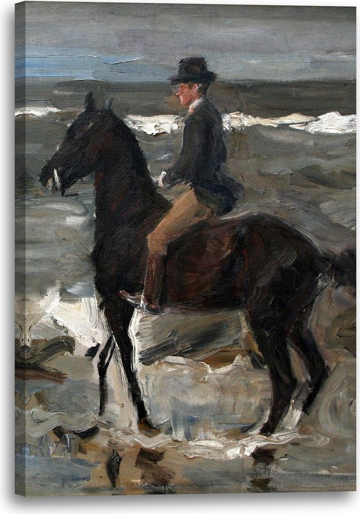 Leinwandbild (70x100cm): Max Liebermann - Reiter am Strand, echter Holz-Keilrahmen inkl. Aufhänger, handgefertigt in Deutschland