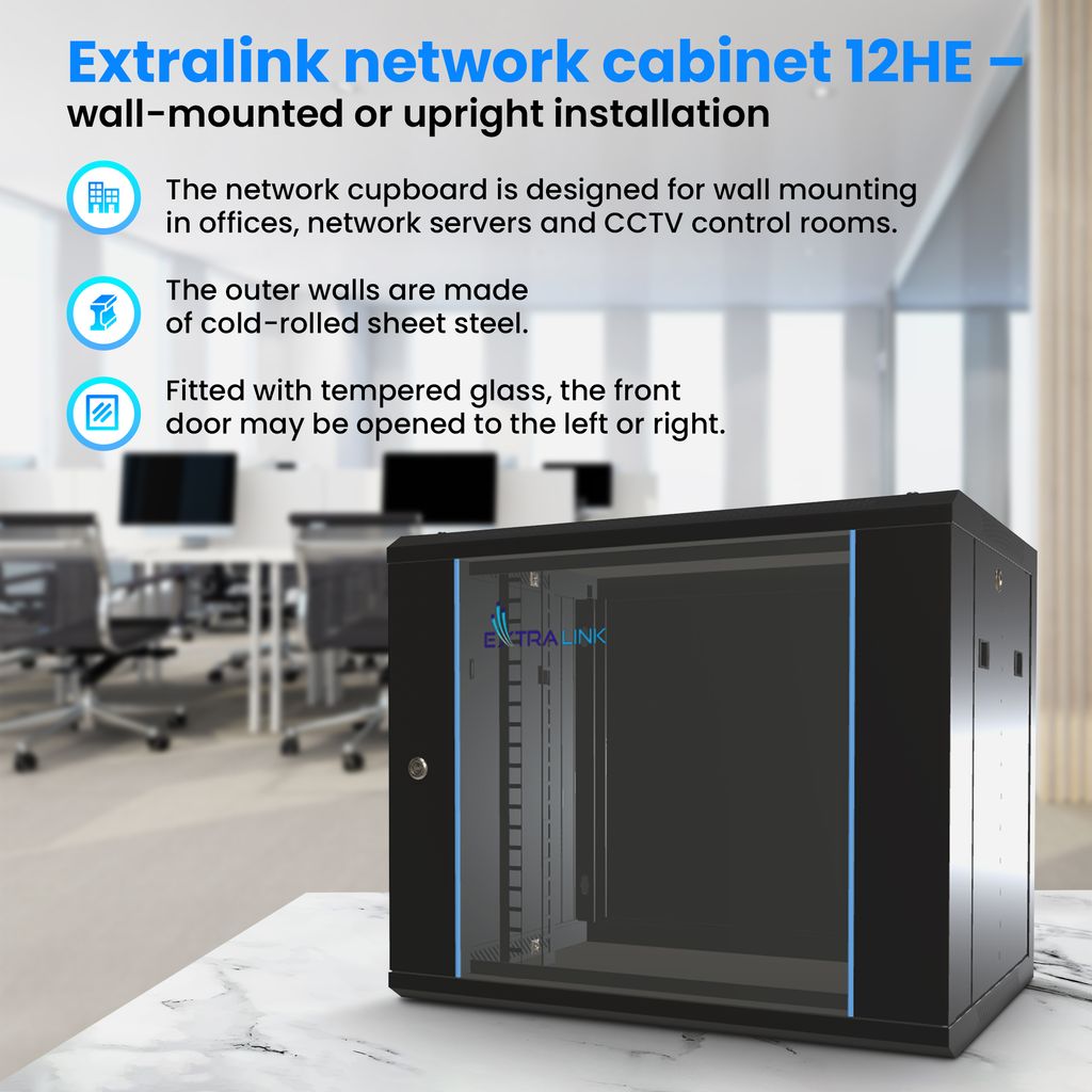 Extralink EX.7263 - Wandmontiertes Regal - 12U - 60 kg - Obrázek produktu 2