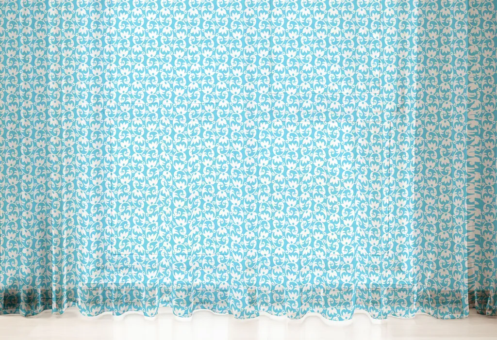 Telo Parete ABAKUHAUS 160x274 - Tessuto Satin Blu e Bianco Elegante - 2
