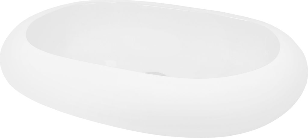 LuxeBath Waschbecken Aufsatzwaschbecken Oval, 63x42x12 cm, Weiß, aus Keramik