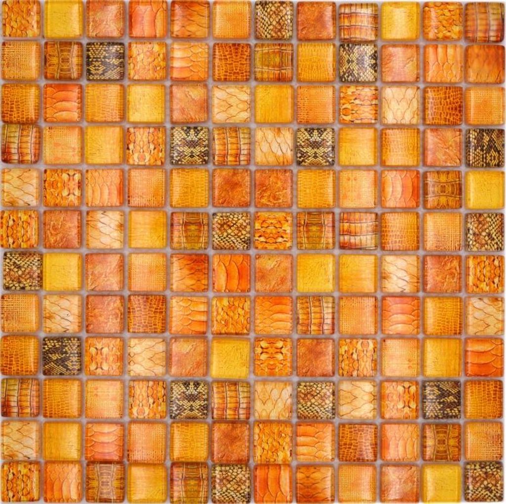Glasmosaik Mosaikfliese orange glänzend Snake Wand Küche Bad Dusche MOS68-WL44