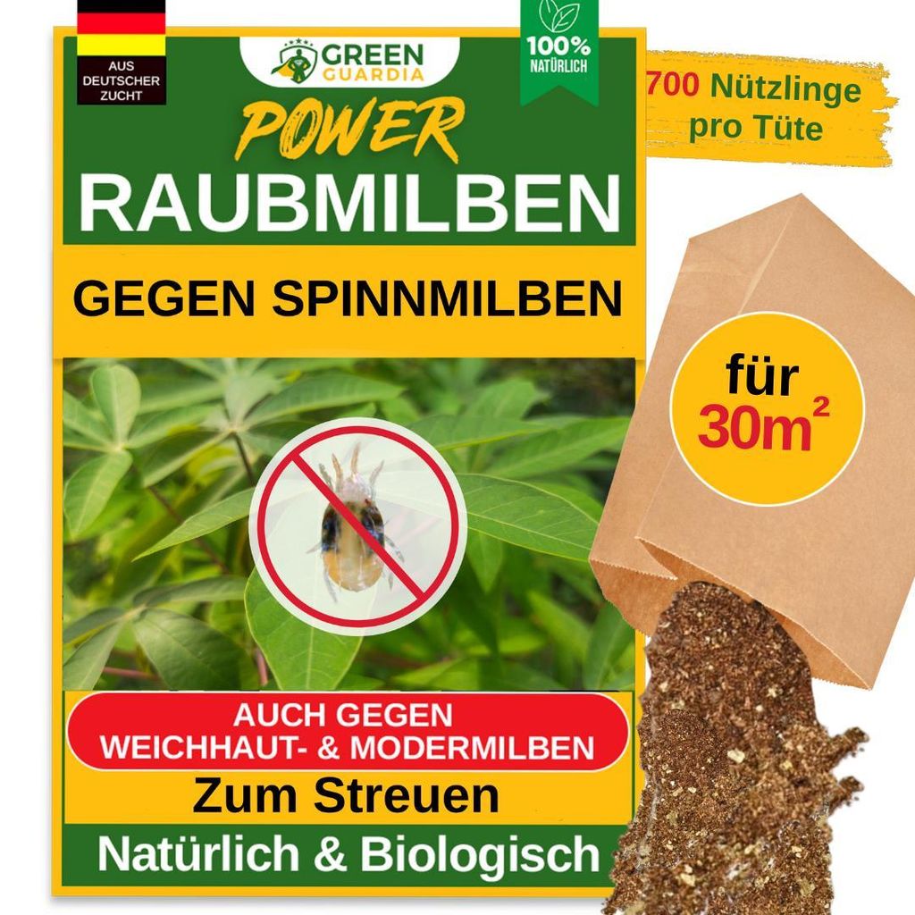 Power Raubmilben gegen Spinnmilben – Streuware mit 3x Tüten für 30m² -Mittel zur effektiven Spinnmilben Bekämpfung für Zimmerpflanzen, Canna...