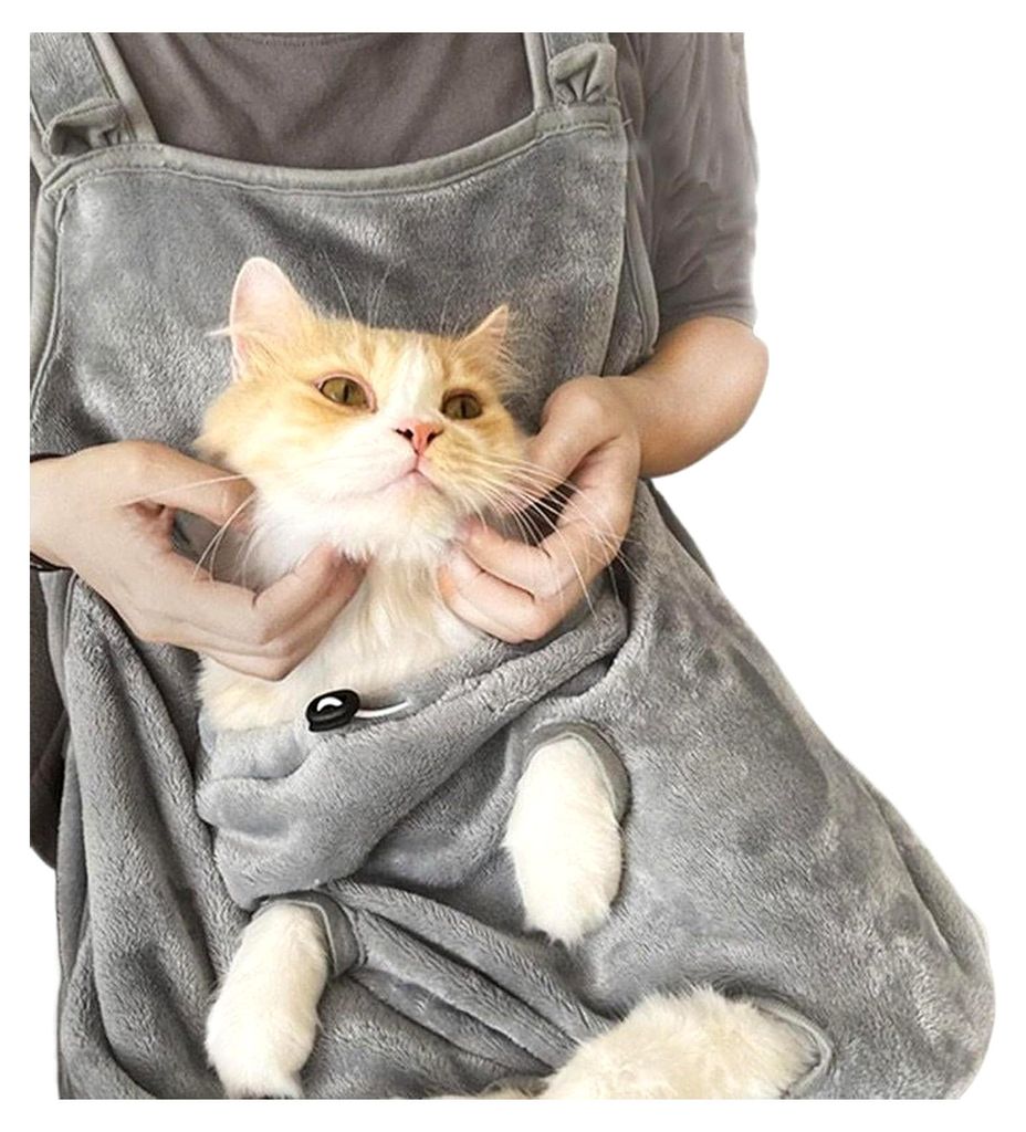 Tragetasche für Katzen und Kleintiere, Flanell, 70 cm, Schultertasche, weich, atmungsaktiv, tragbar, verstellbar, Front-Trageschürze für Zuhause...