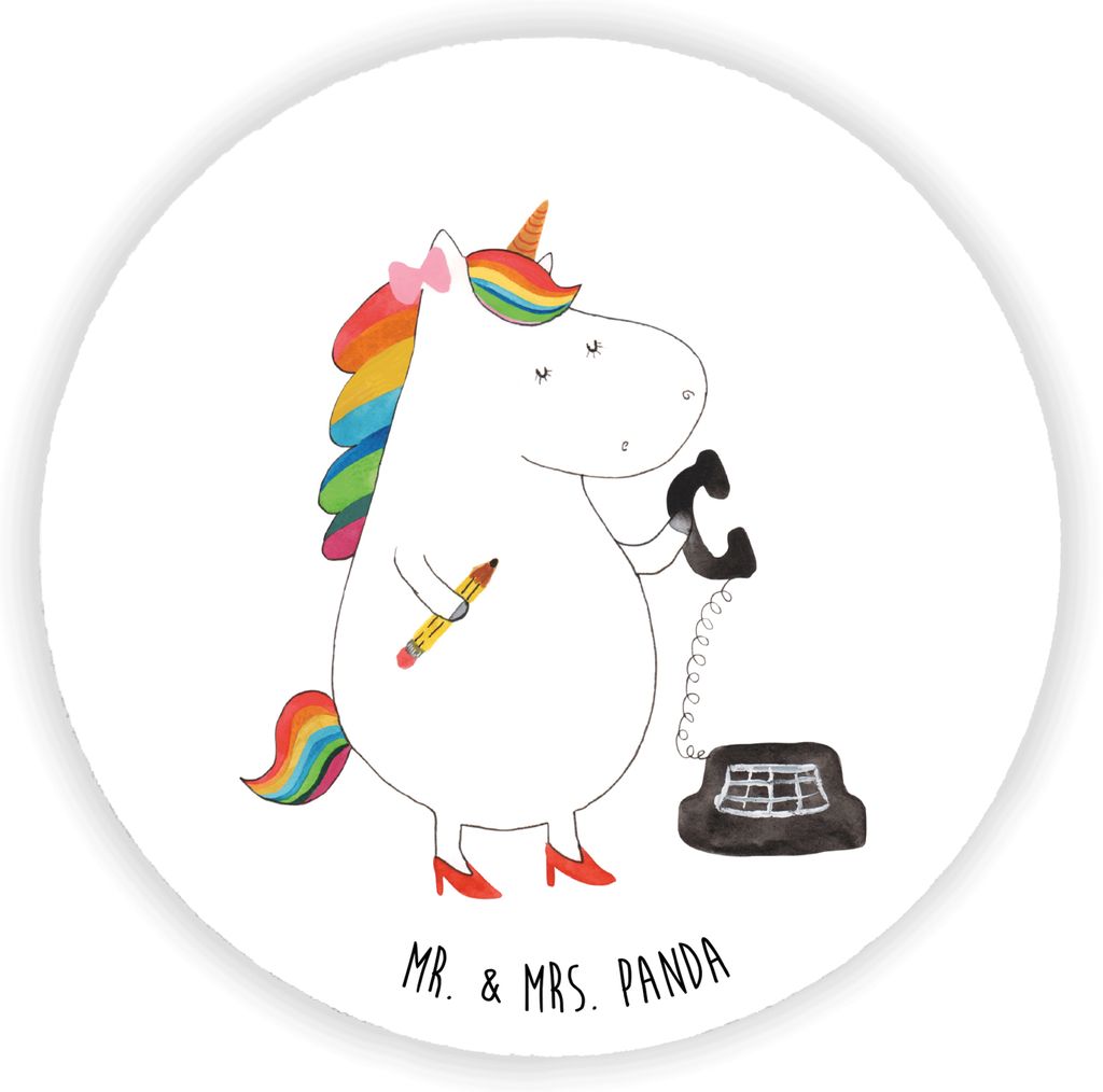 Mr. & Mrs. Panda magnet Einhorn Sekretärin - Weiß - Geschenk, für kühlschrank, Rechtsanwältin, Büro, rundmagnet, fotos, Einhörner, Bürohilf...