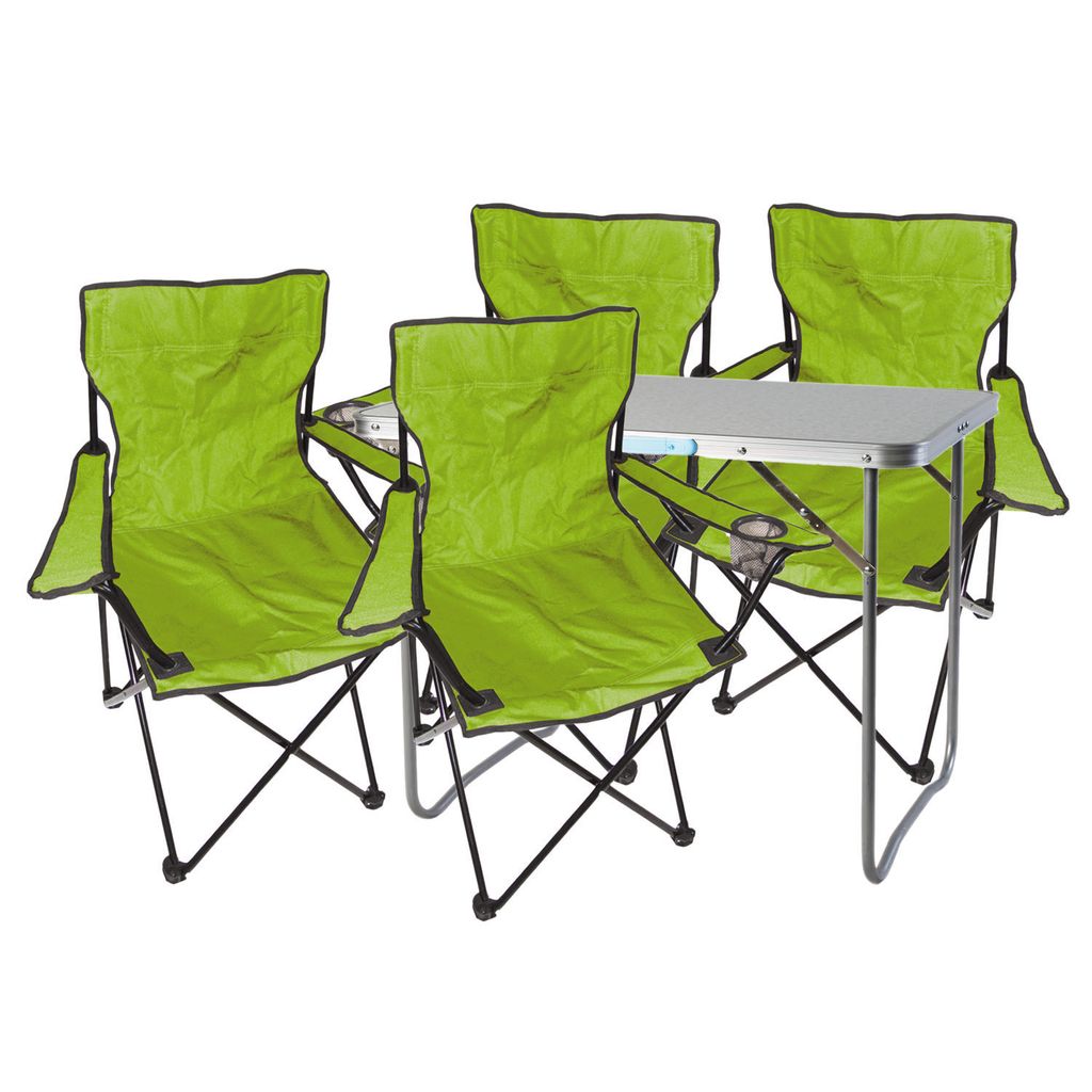 5-teiliges Campingmöbel Set limegrün Tisch+Campingstühle mit Tasche