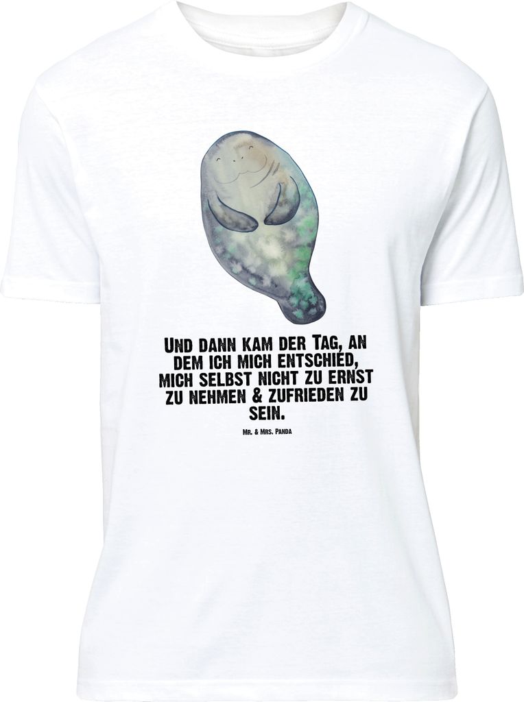 Mr. & Mrs. Panda Größe L T-Shirt Seekuh Happy - Weiß - Geschenk, Tshirt, mit Spruch, Respekt, Selbstliebe, Liebeskummer, Freundin, Neustart, Shi...