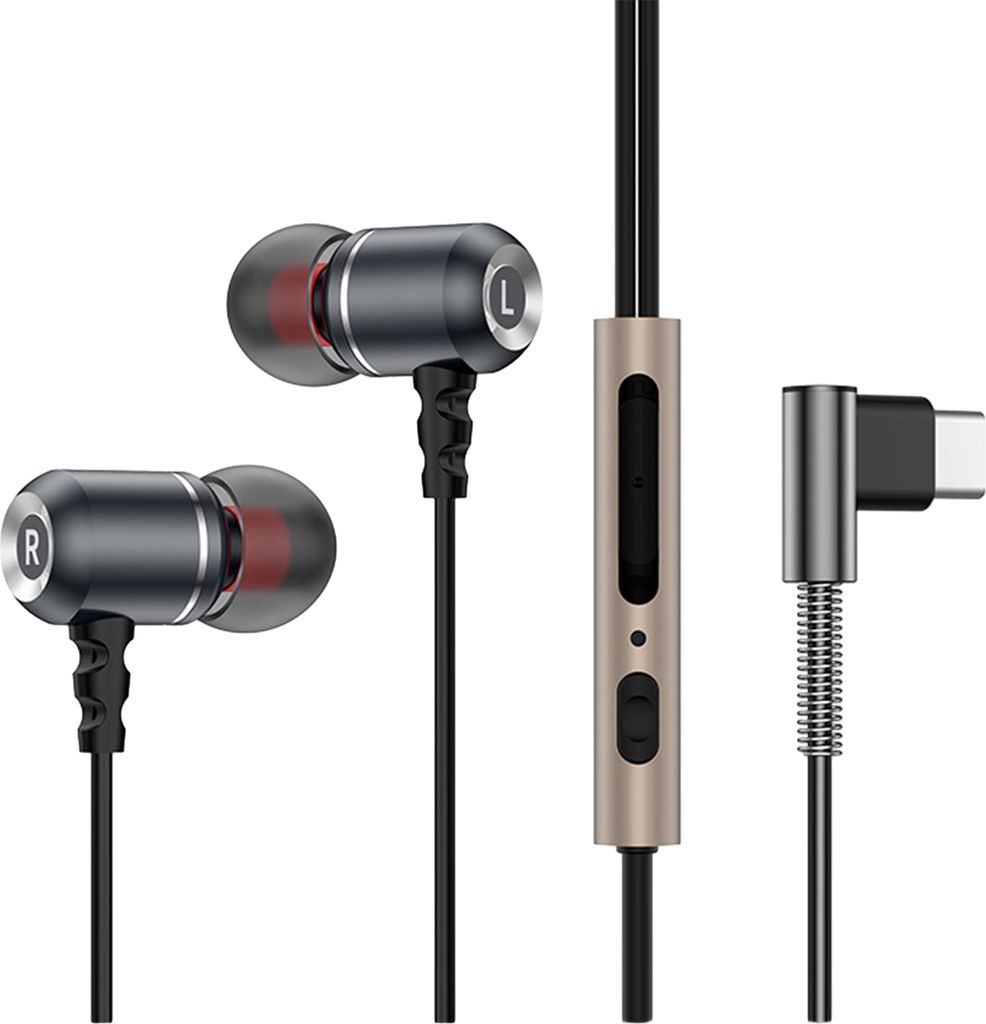 Kabelgebundenes In-Ear-Headset Typ C mit Mikrofon mit Geräuschunterdrückung, verbesserter Bass, klarer HiFi-Sound, kabelgebundene Ohrhörer