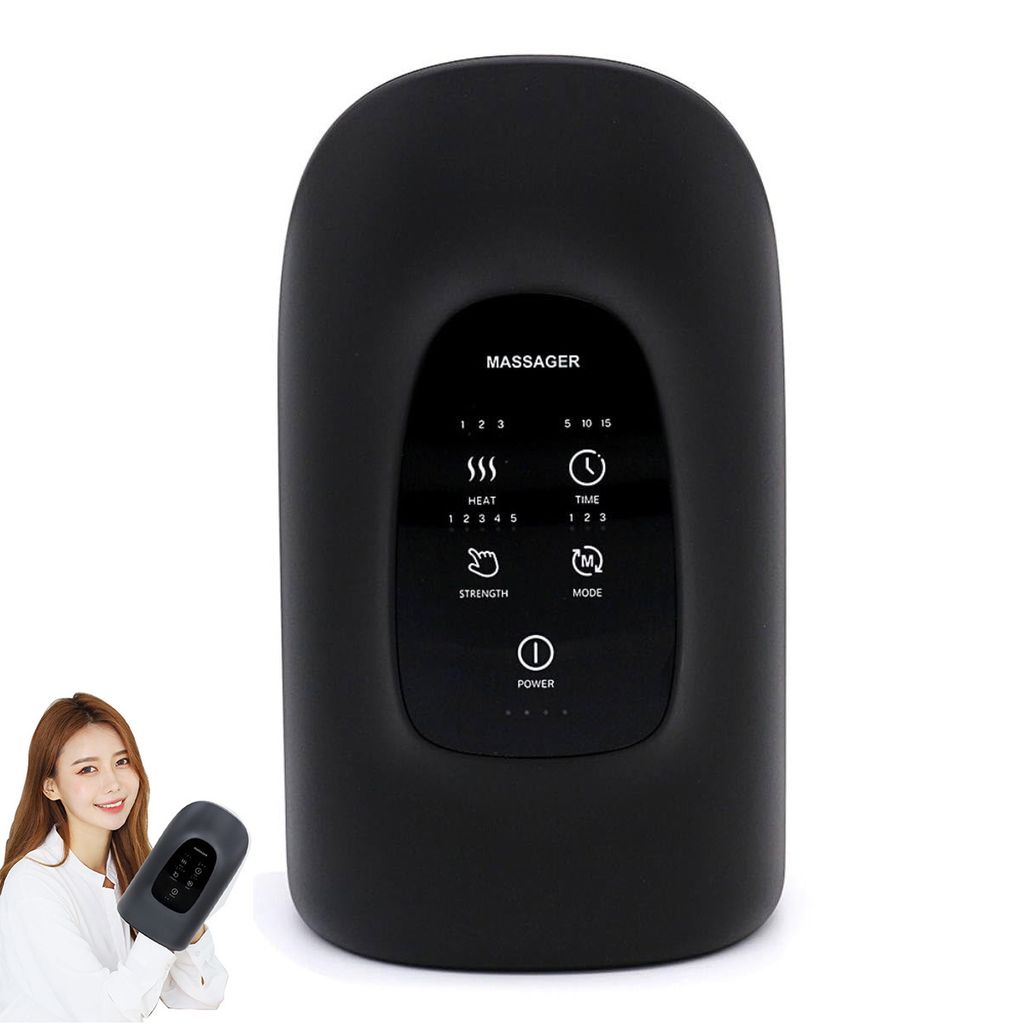 elektrischer handmassager mit wärme, kabelloser handmassager mit kompression, lindert taubheitsgefühl und finger schmerzen (schwarz)