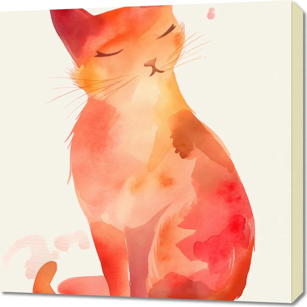 Offerta Quadro 70x70 Gatto Acquerellato - Ultimi Pezzi Disponibili