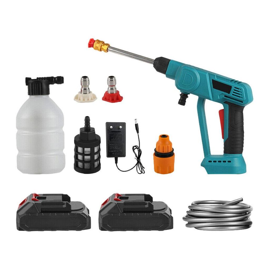 FORMANO Kabelloser Hochdruckreiniger 30 Bar, Mobiler Druckreiniger mit 2 Düsen, 2Batterien, 5m Schlauch, 9m Reichweite, Kompatibel mit Makita 18V ...