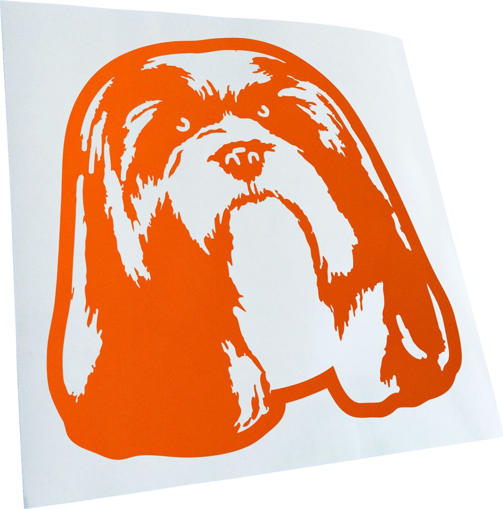 Kiwistar - Autoaufkleber - lhasa apso Hund - Orange - 30x30cm - Aufkleber für Auto, Laptop, Fahrrad, LKW, Motorrad mehrfarbig JDM Decal Racing